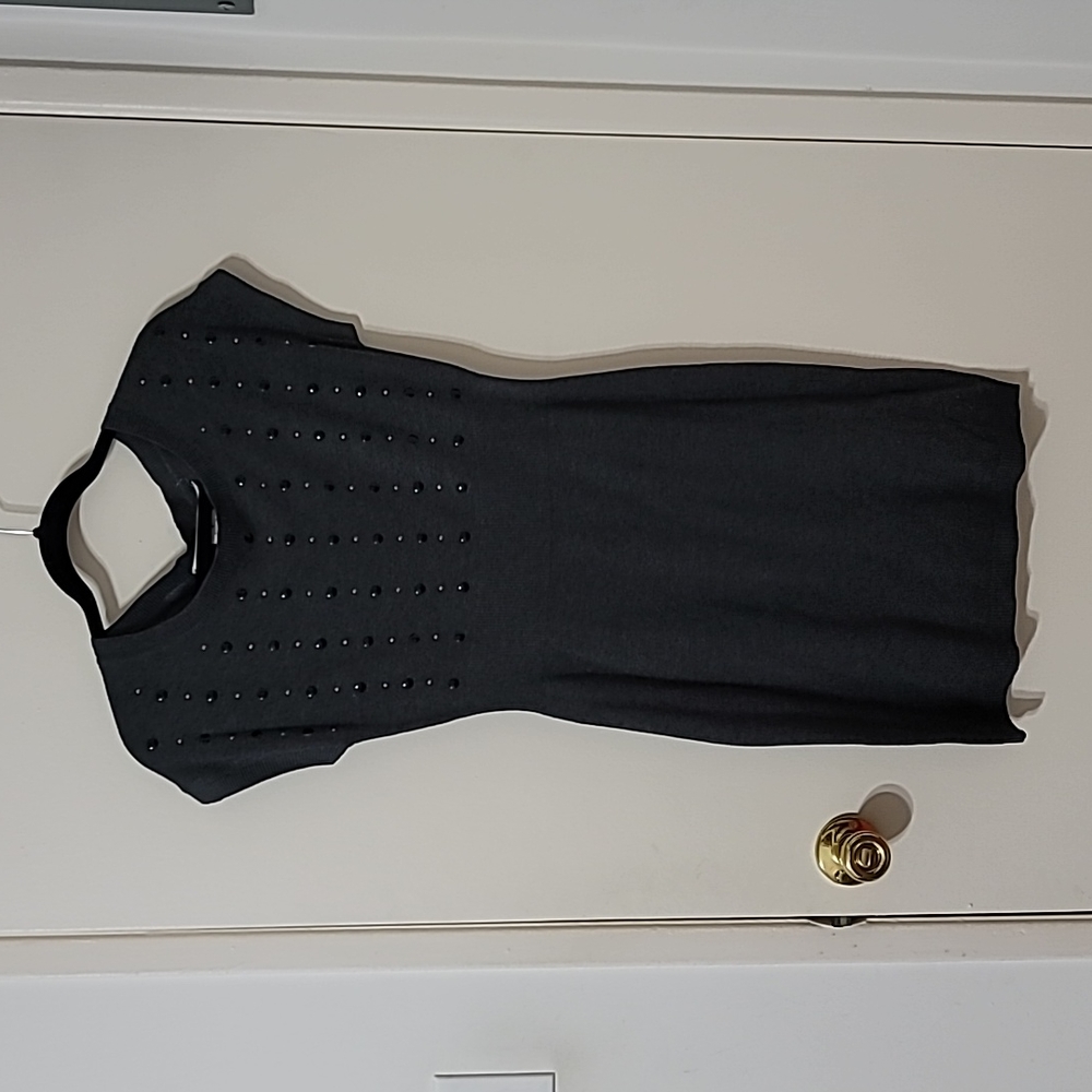 Max Studio short sleeve embellished sweater dress